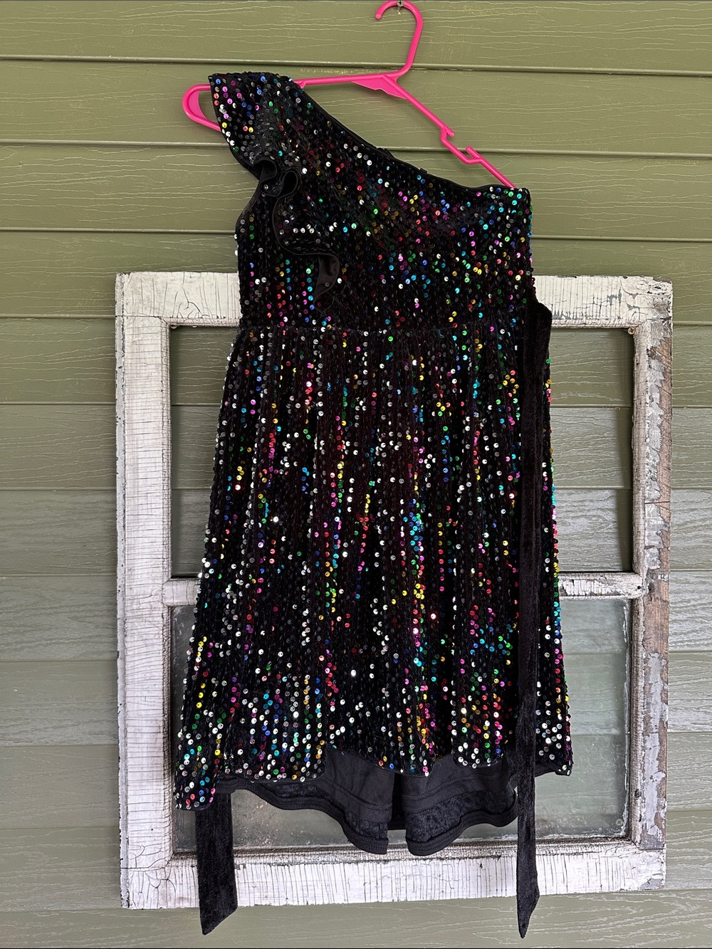 Grace Karin Black One-Shoulder Sequin Party Dress for Girls